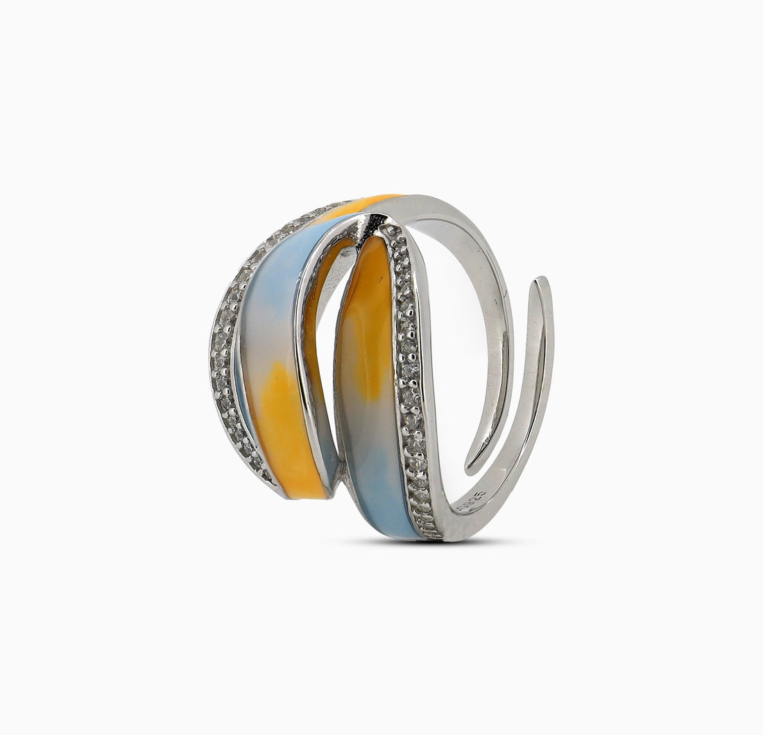 Pure Silver Dual-Tone Agate Ring - Made With Pure 925 Silver