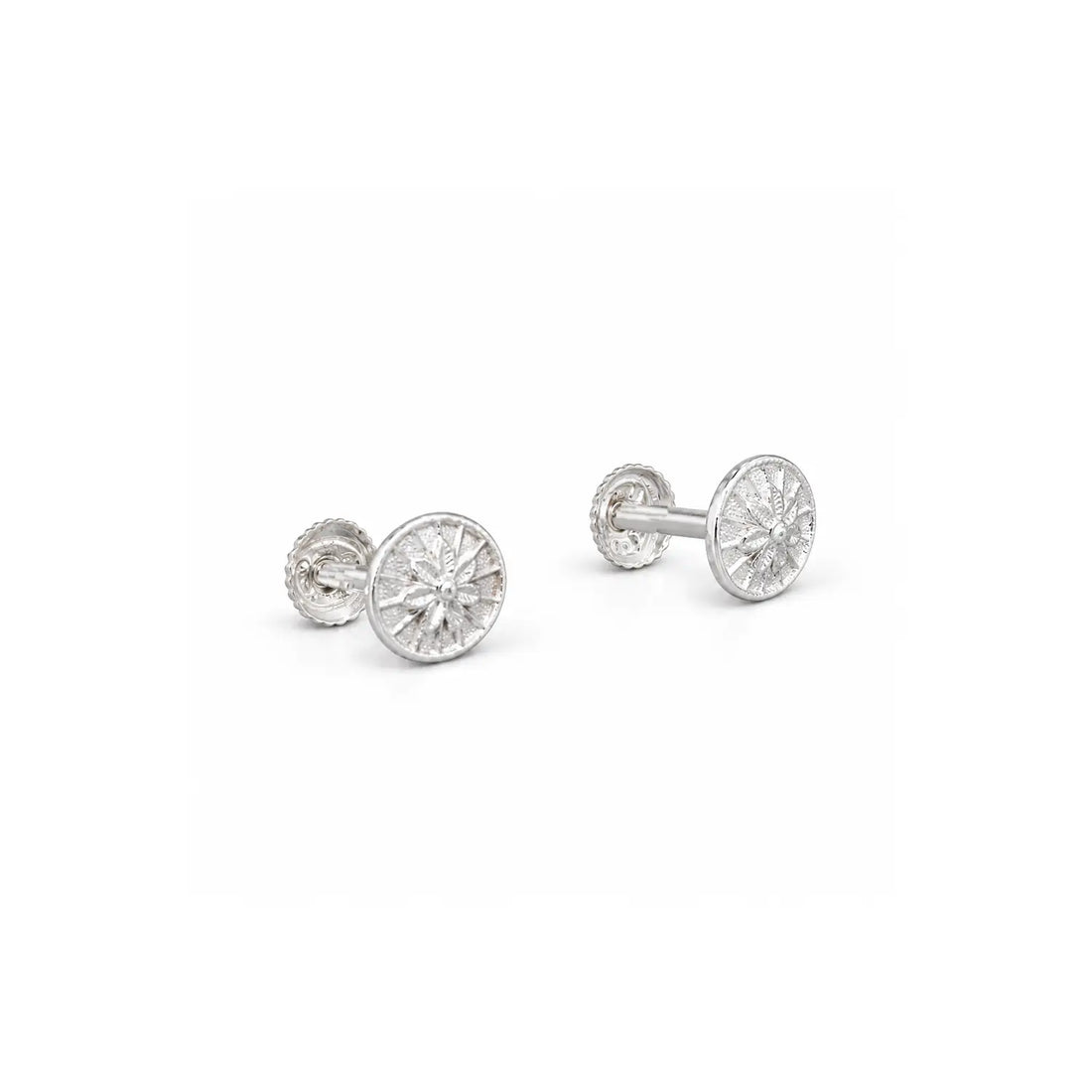 Radiant Floral Filigree Silver Stud Earrings - Made With Pure 925 Silver