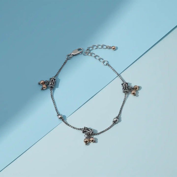 Oxidized Ghungroo Charm Pure Silver Bracelet - Made With Pure 925 Silver