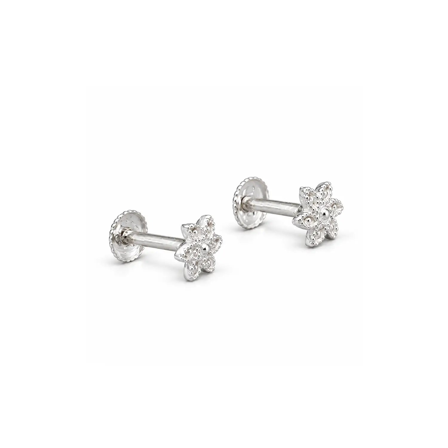 Floral Filigree Silver Stud Earrings - Made With Pure 925 Silver