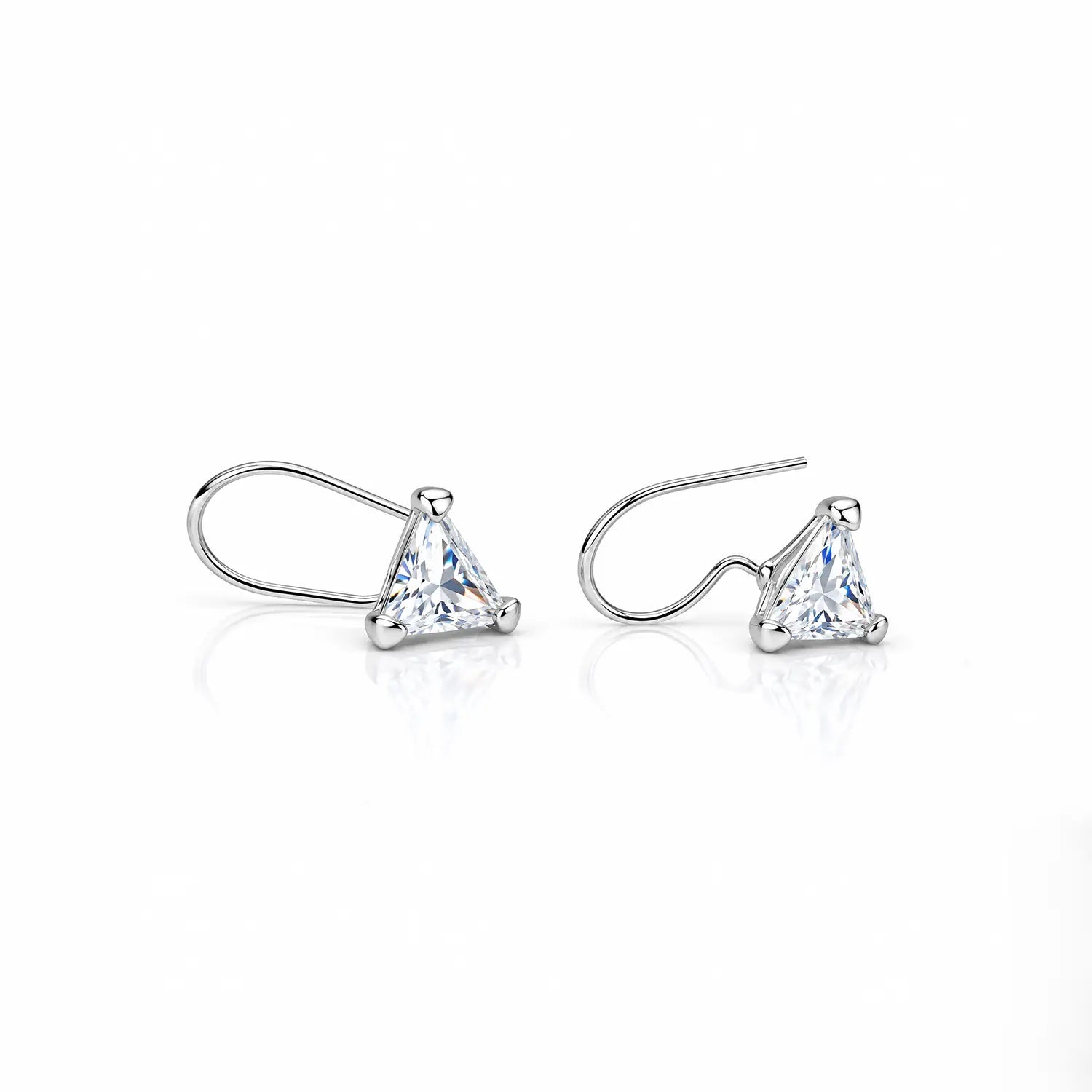 Triangle Crystal Drop Silver Earrings - Made With Pure 925 Silver
