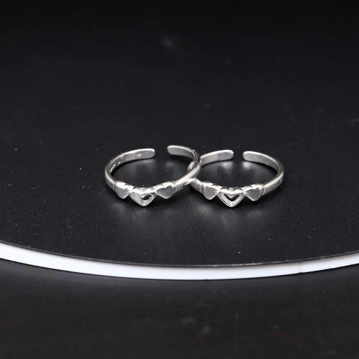 Minimal Triple Heart Toe Rings- Made With Pure 925 Silver