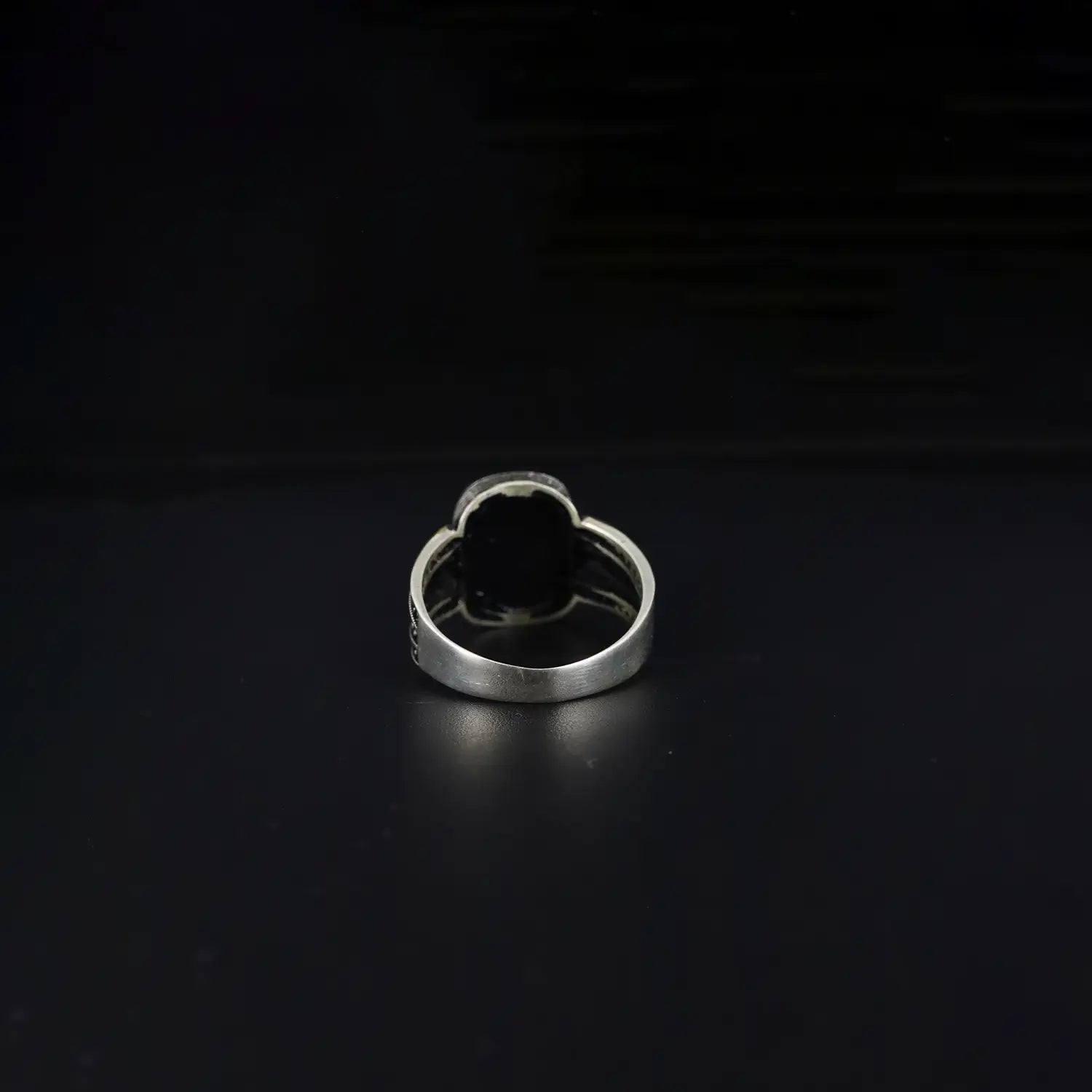 Pure Silver Black Onyx Rectangular Ring - Made With Pure 925 Silver