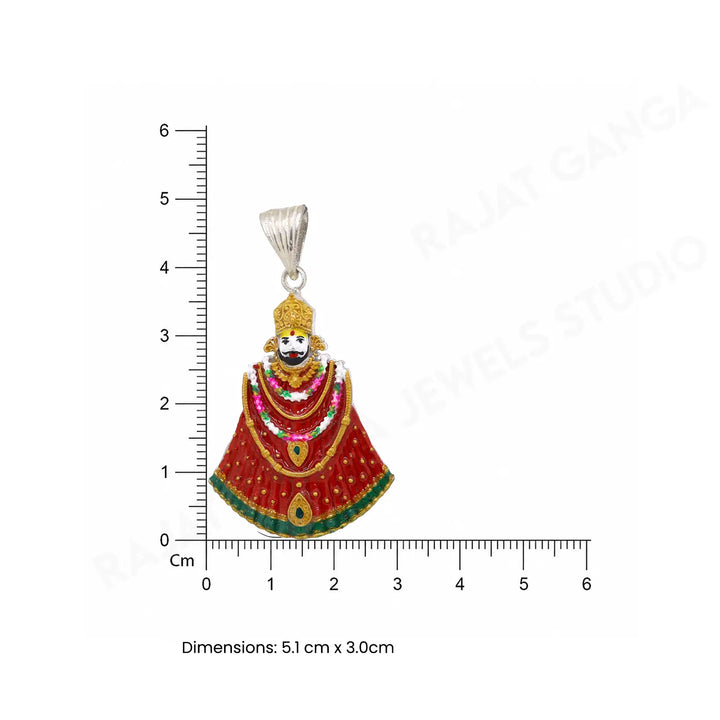 Divine Shrinathji Multicolour Silver Pendant - Made With Pure 925 Silver