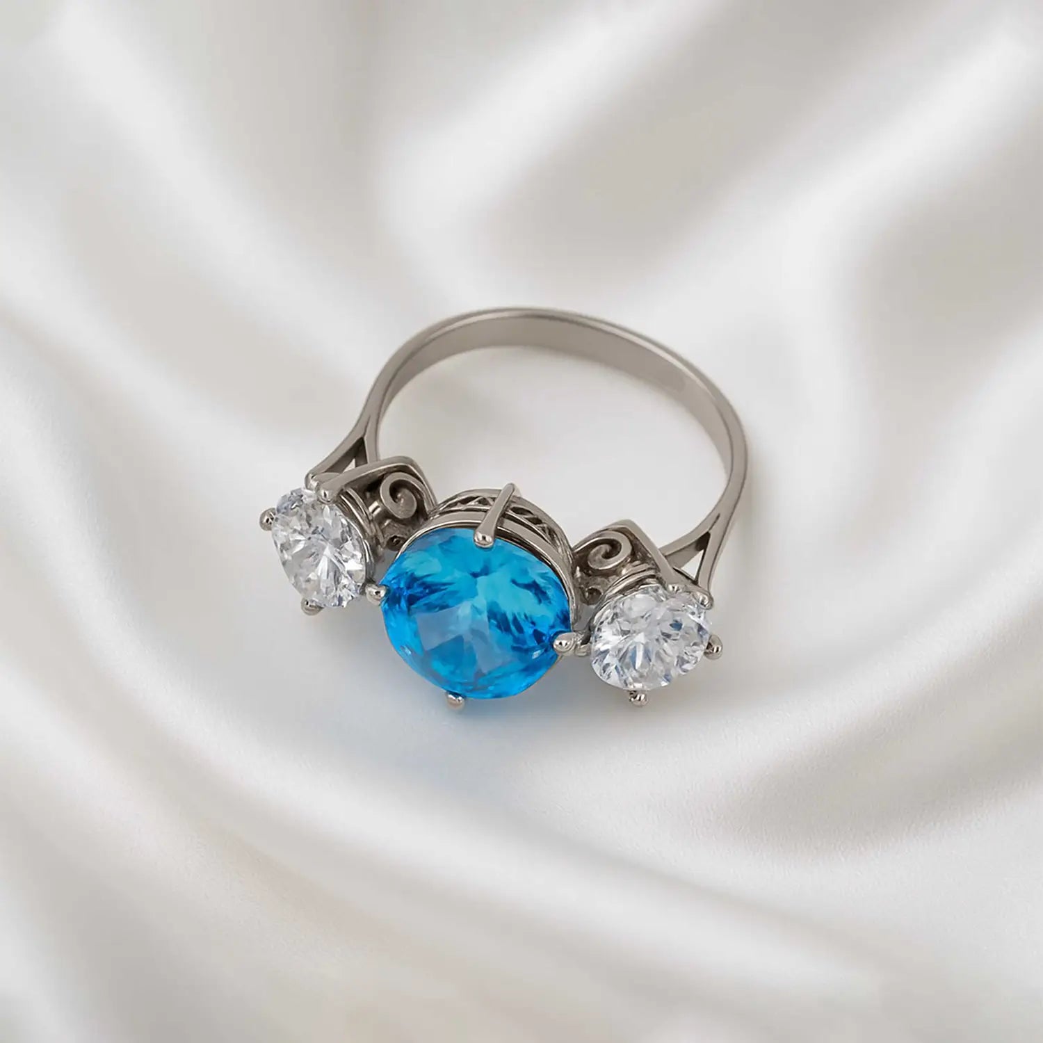 Regal Blue Sparkle Pure Silver Ring - Made With Pure 925 Silver