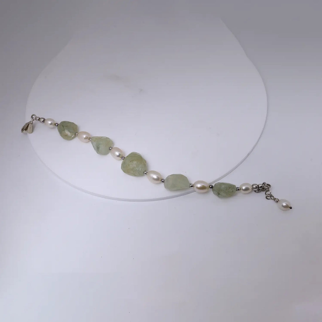 Green Amethyst & Pearl Sterling Silver Bracelet- Made With Pure 925 Silver