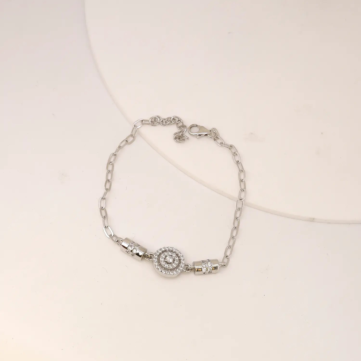 Elegant CZ Halo Charm Pure Silver Bracelet - Made With Pure 925 Silver
