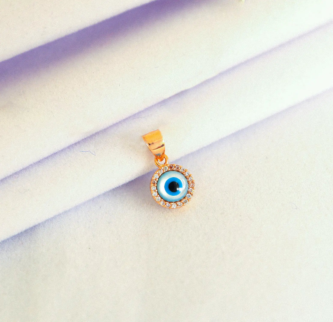 Rose Gold Plated Sterling Silver Evil Eye Pendant  - Made With Pure 925 Silver