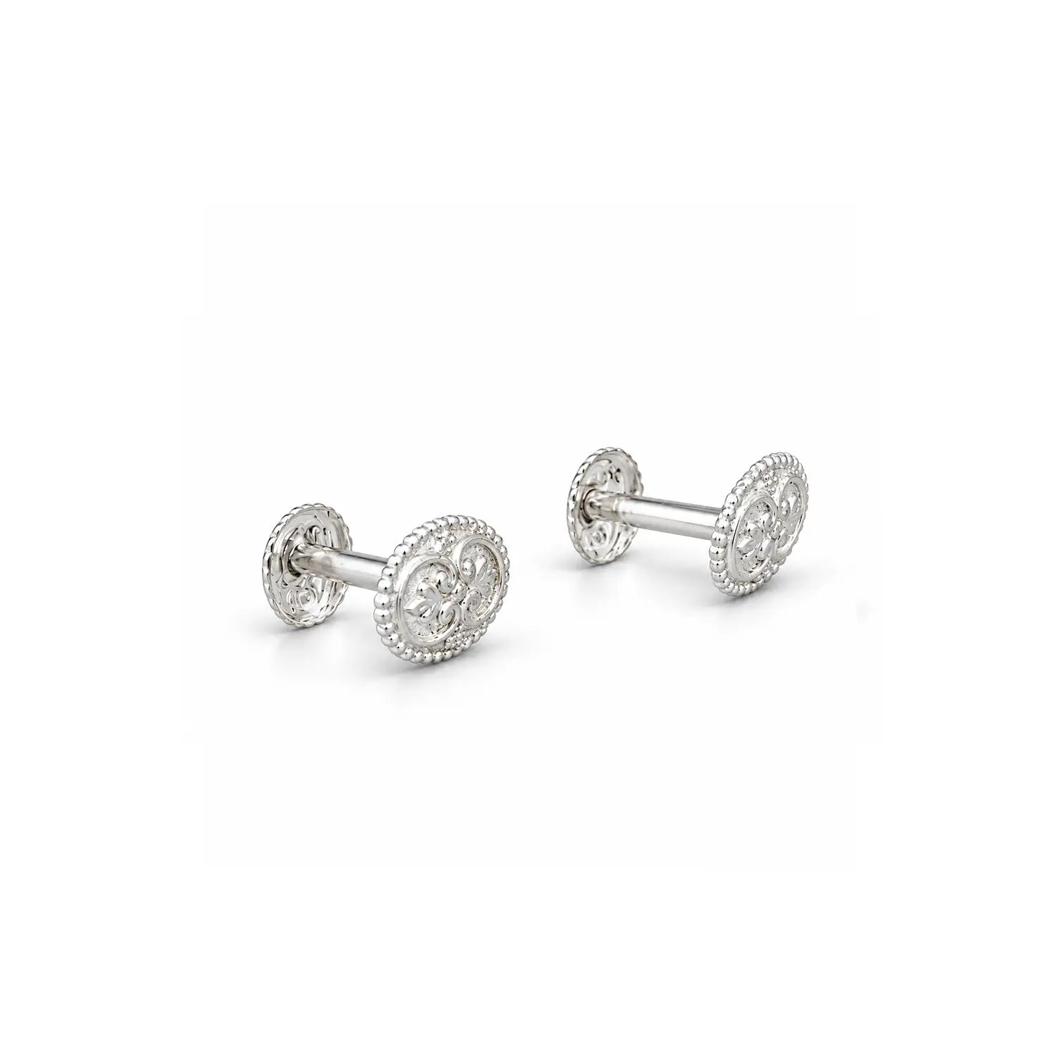 Elegant Ornamental Filigree Silver Stud Earrings - Made With Pure 925 Silver