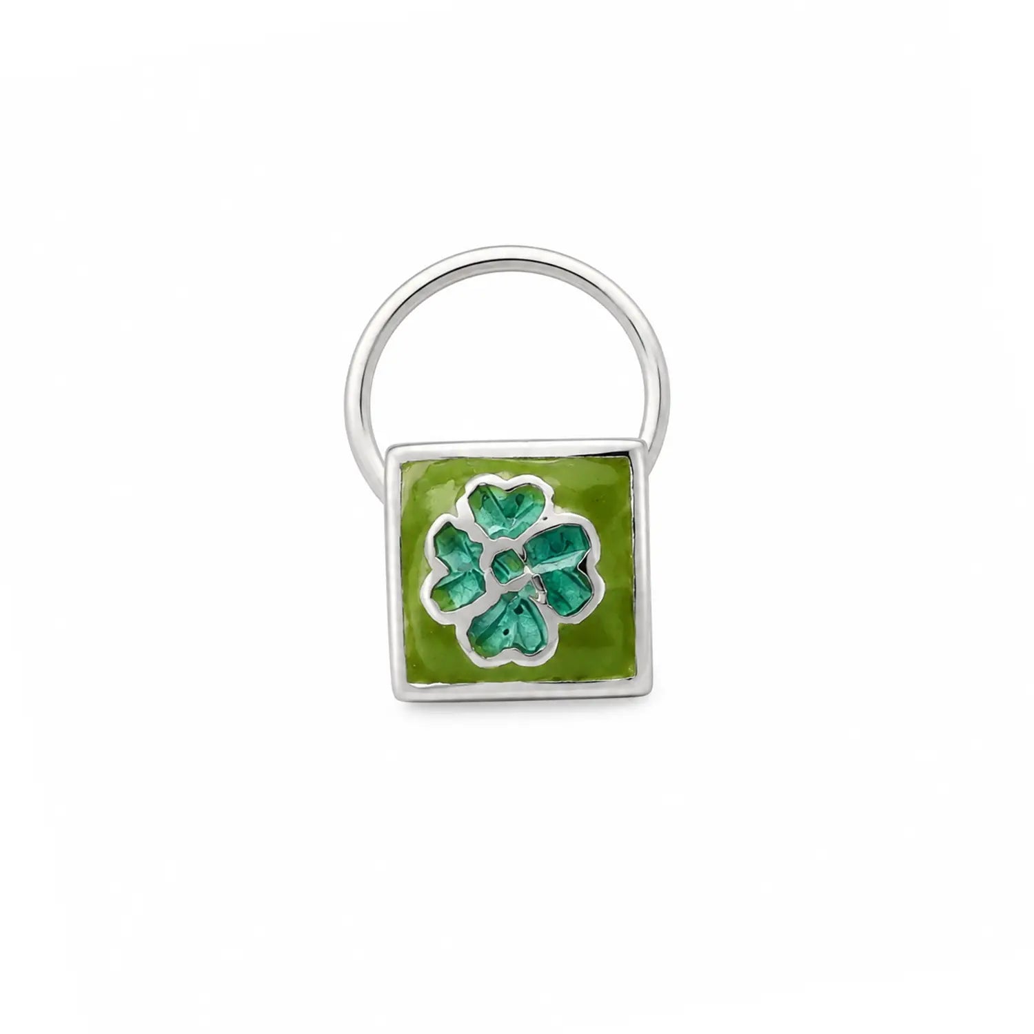 Square Enamel  Silver Nose Pin- Made With Pure 925 Silver