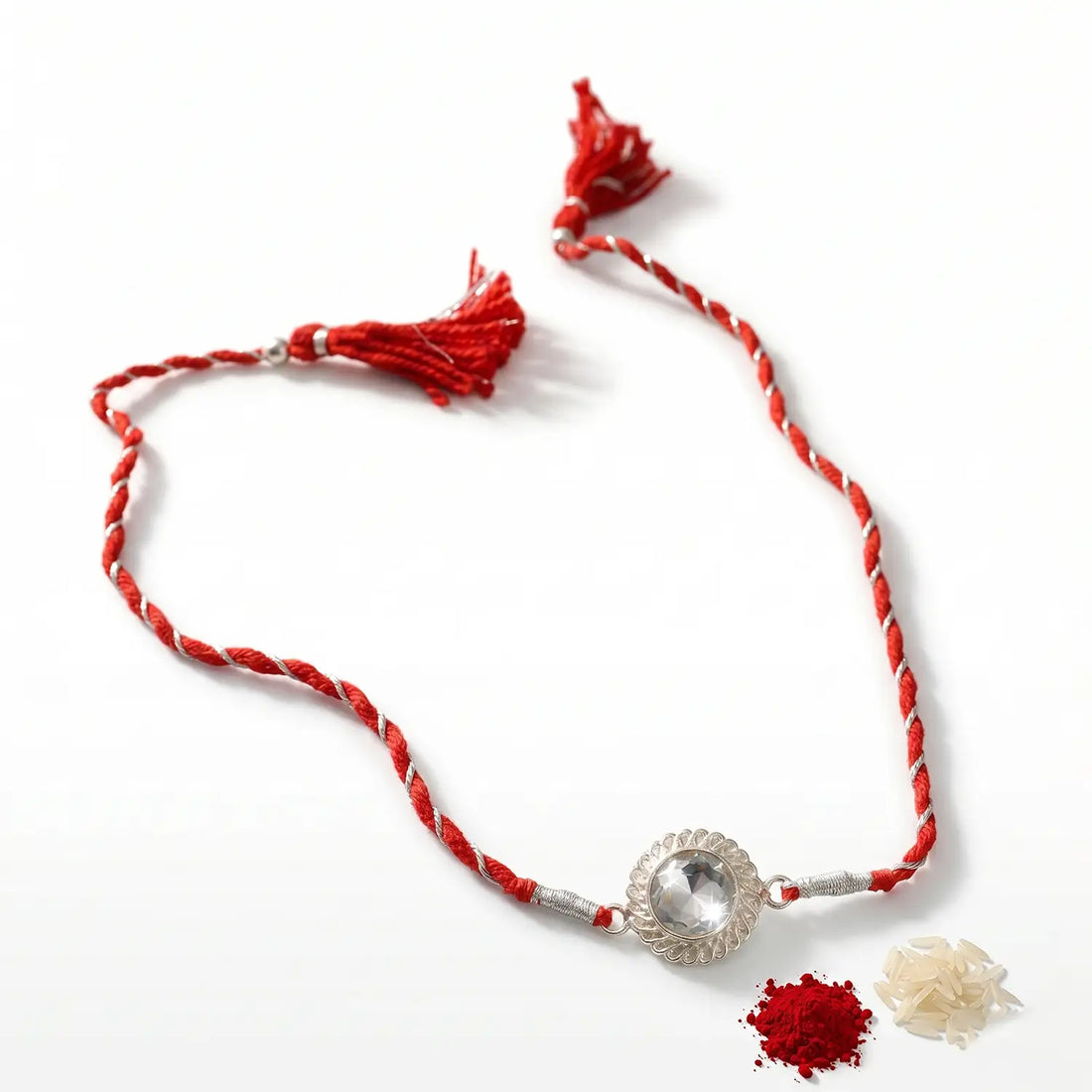 Elegant Silver Charm Rakhi Bracelet - Made With Pure 925 Silver