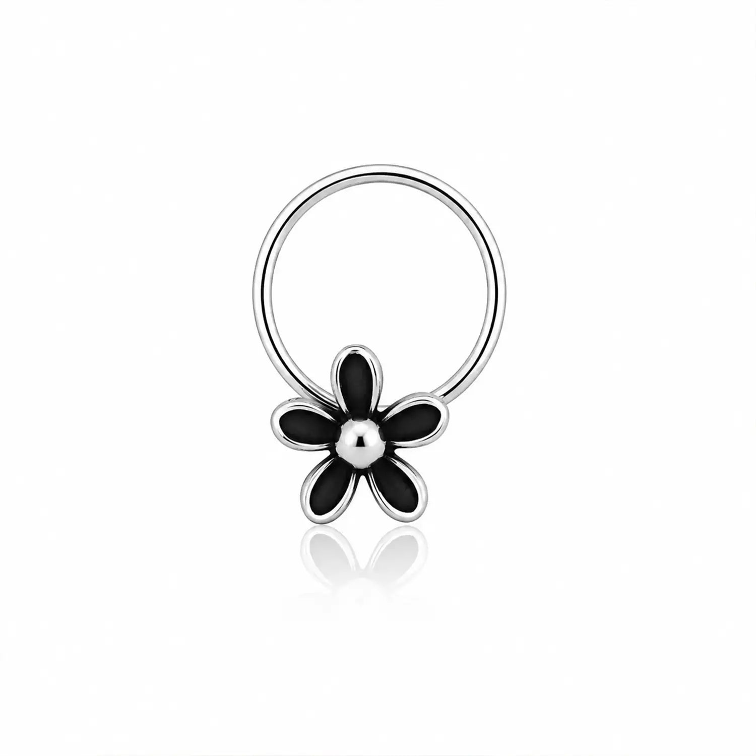Petite Blossom Oxidised Silver Nose Pin- Made With Pure 925 Silver