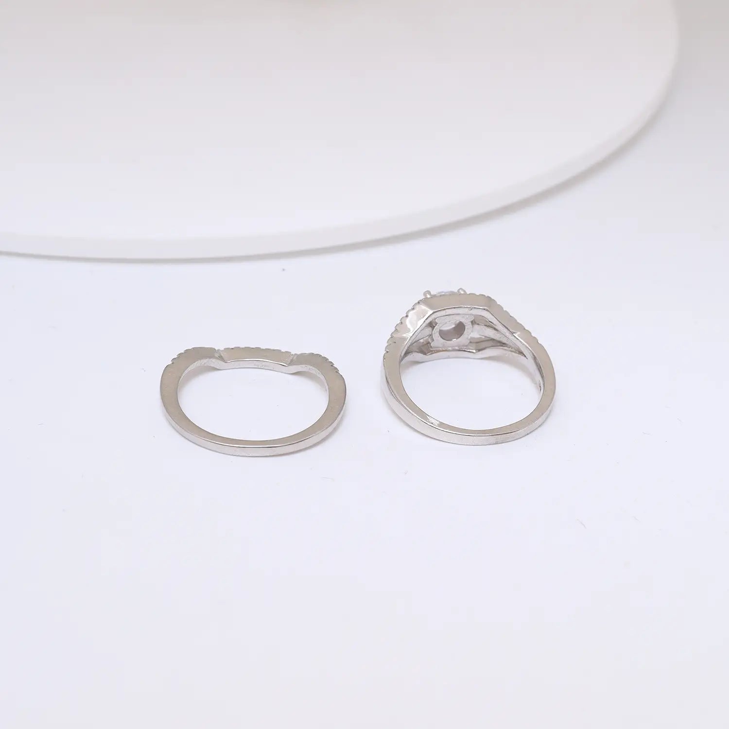 925 Sterling Silver Cubic Zirconia Bridal Ring Set - Made With Pure 925 Silver