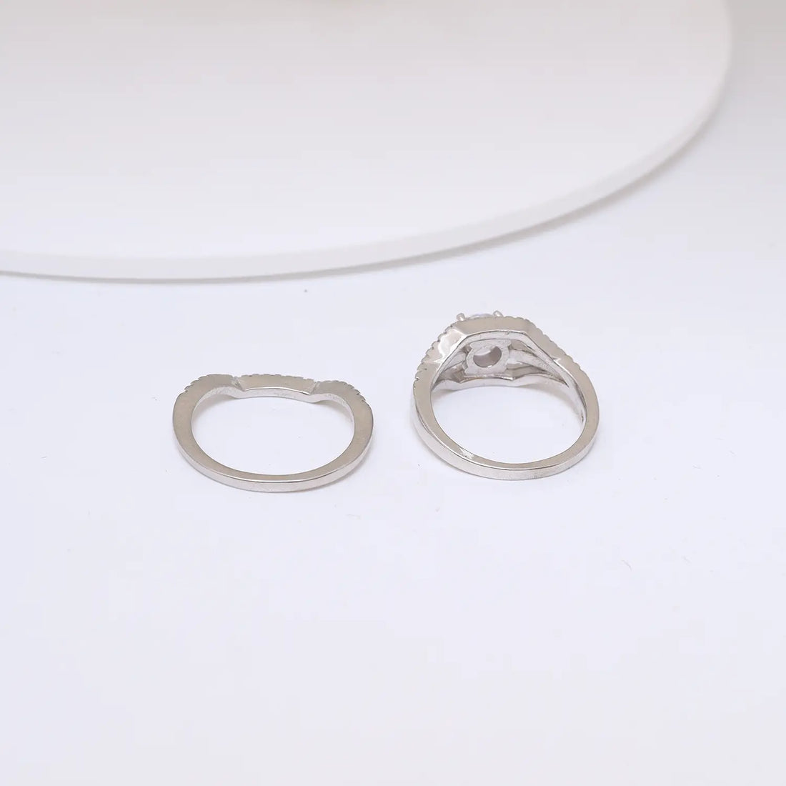925 Sterling Silver Cubic Zirconia Bridal Ring Set - Made With Pure 925 Silver