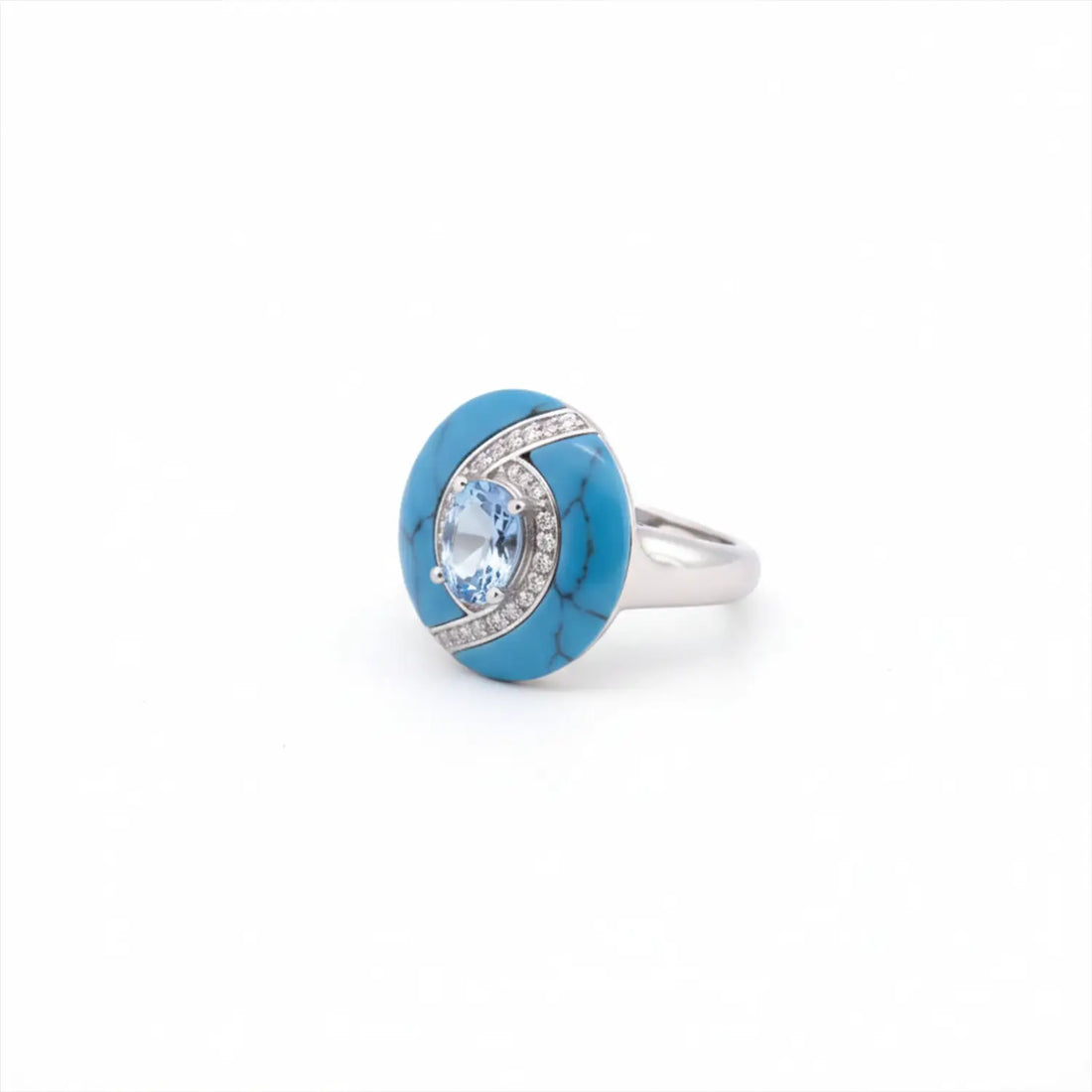 Elegant Turquoise Stone Sterling Silver Ring - Made With Pure 925 Silver