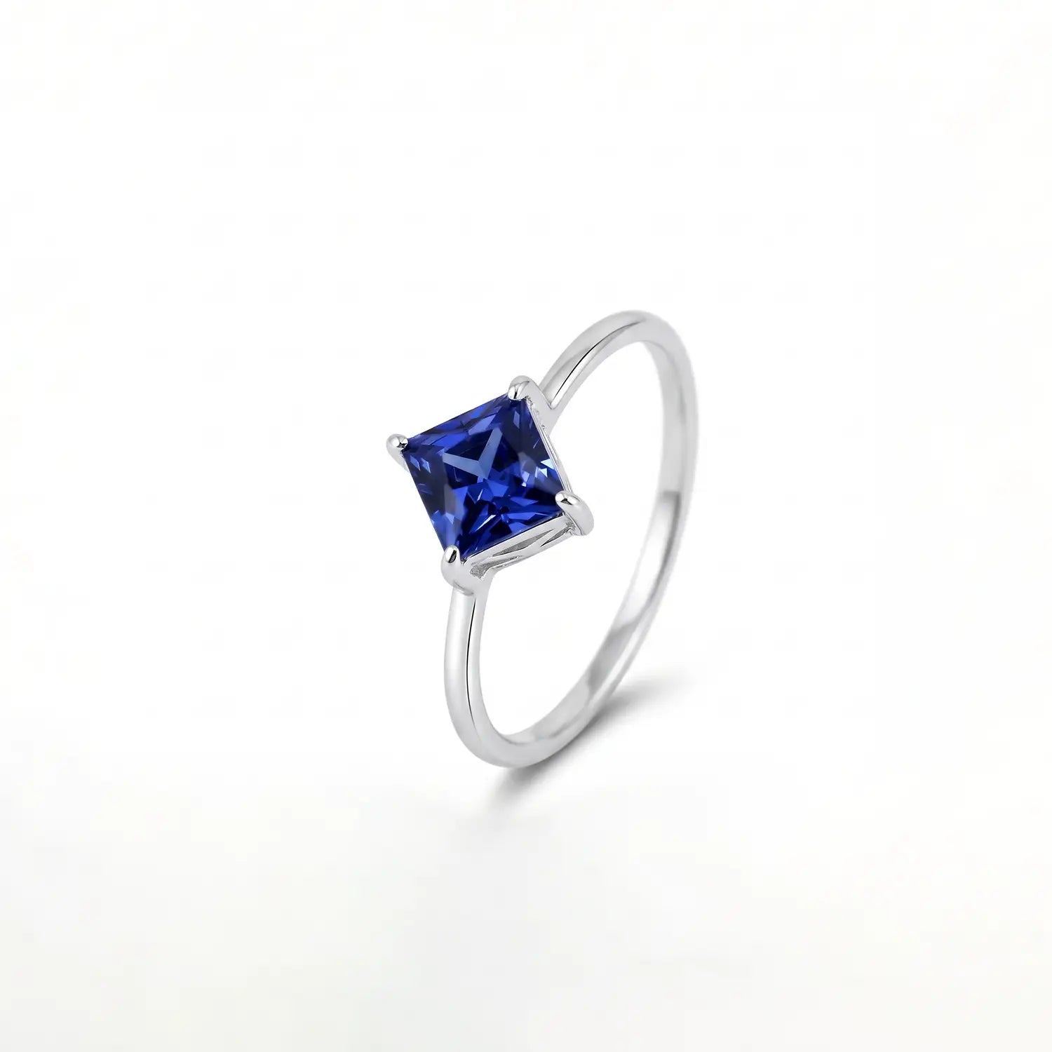 Classic Blue Solitaire Pure Silver Ring- Made With Pure 925 Silver