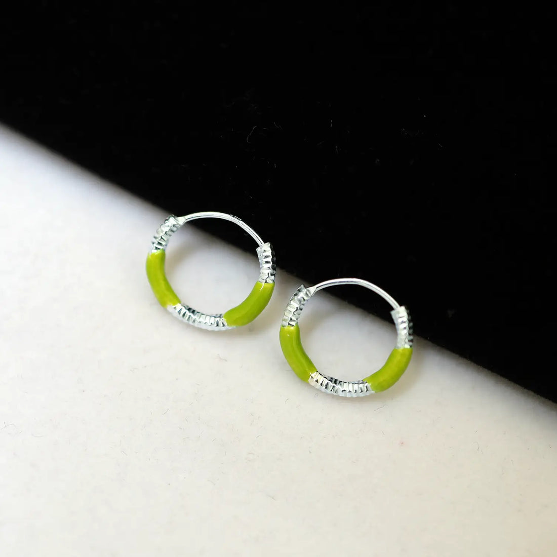 Lime Twist Silver Hoop Earrings - Made With Pure 925 Silver