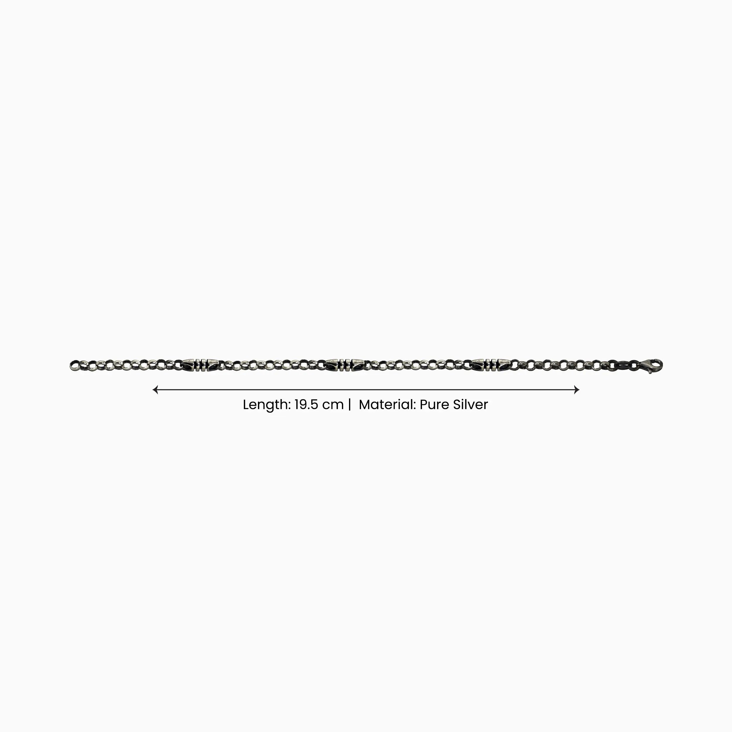 Oxidized Round-Link Silver Bracelet - Made With Pure 925 Silver