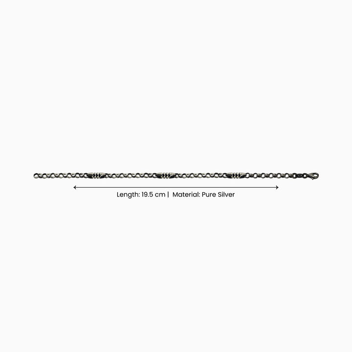Oxidized Round-Link Silver Bracelet - Made With Pure 925 Silver