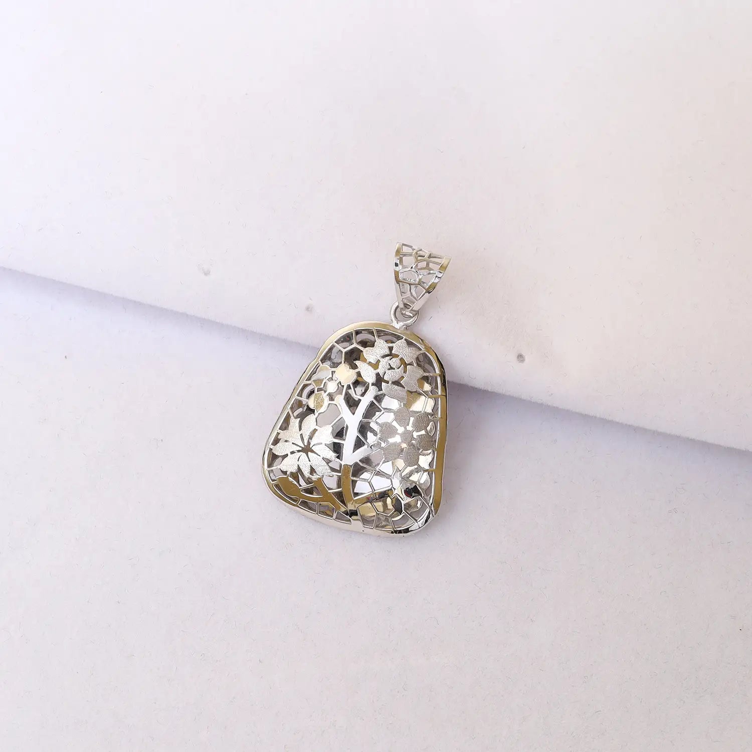 Elegant Floral Mosaic Pure Silver Pendant & Earrings Set - Made With Pure 925 Silver