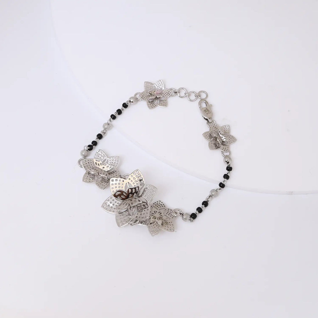 Elegant Floral Pure Silver Bracelet - Made With Pure 925 Silver