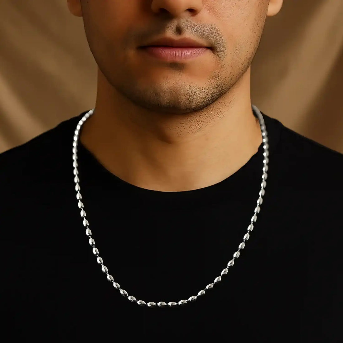 Classic Sterling Silver Bead Chain for Men- Made With Pure 925 Silver