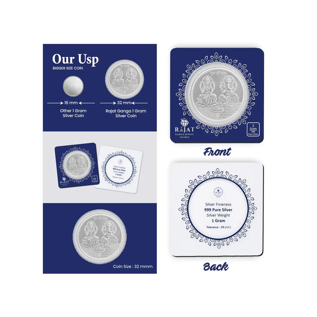 Silver Rakhi + 1gm Pure Silver Coin Combo – Premium Raksha Bandhan Gift