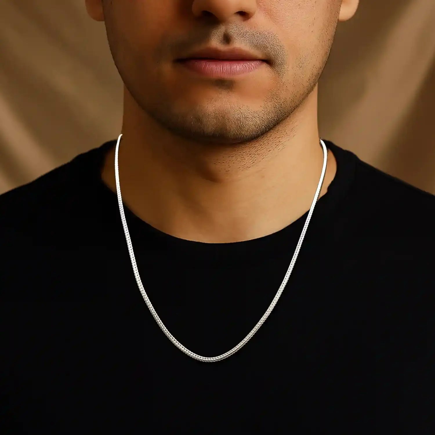 Sterling Silver Snake Chai for Men- Made With Pure 925 Silver