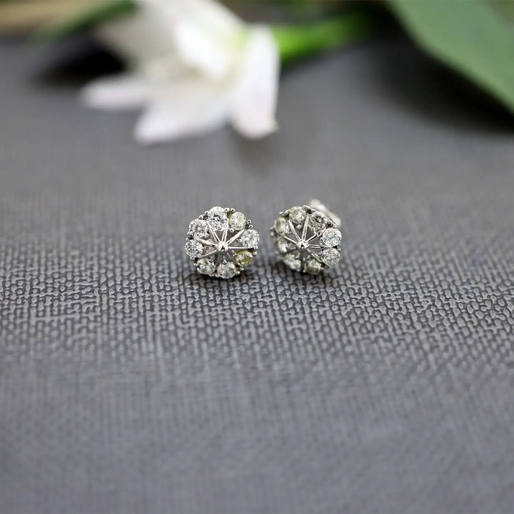 Vintage Floral Silver Stud Earrings- Made With Pure 925 Silver