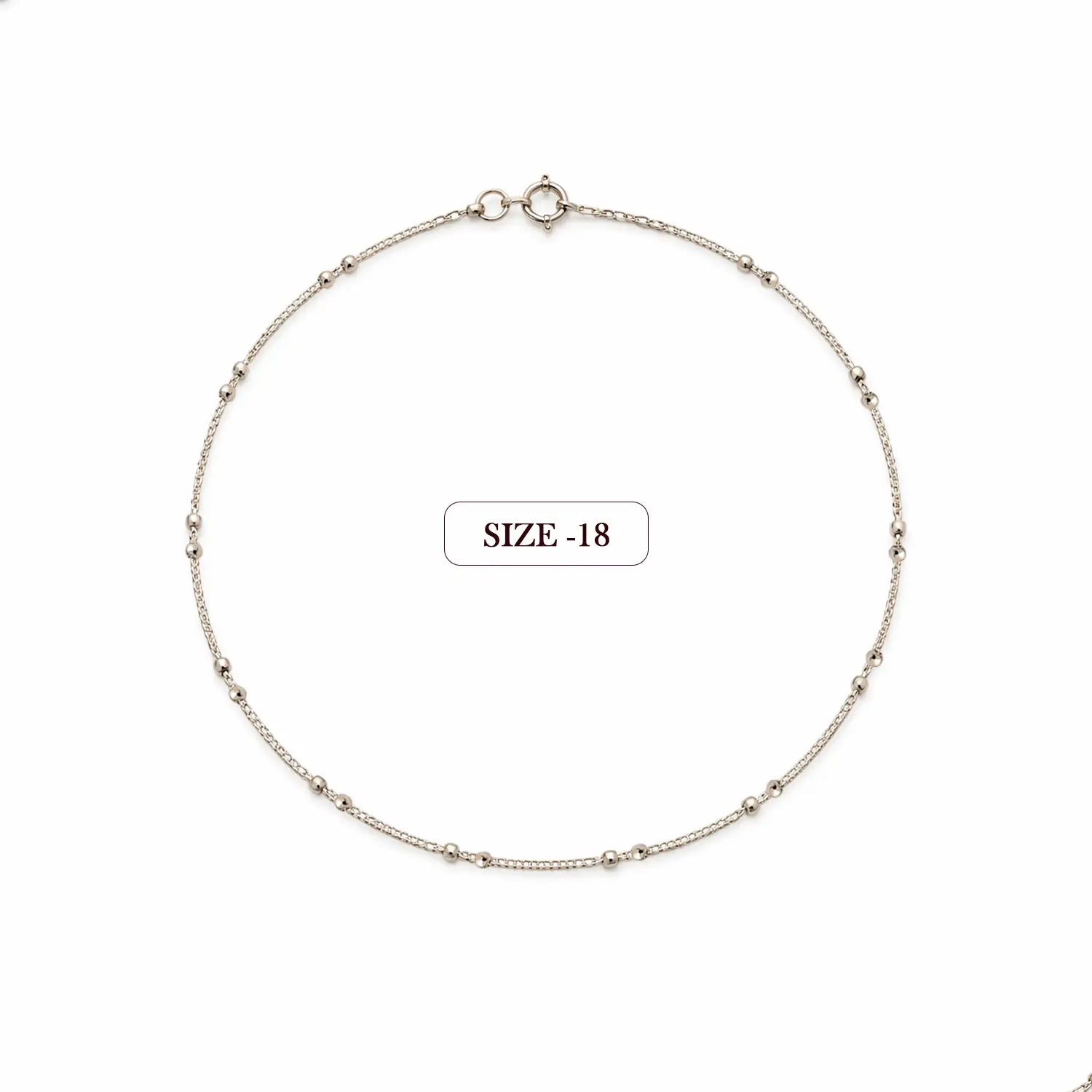 Delicate Beaded Station Pure Silver Chain- Made With Pure 925 Silver