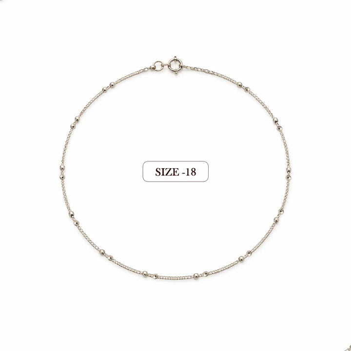 Delicate Beaded Station Pure Silver Chain- Made With Pure 925 Silver