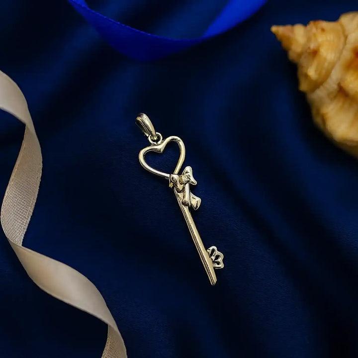 Pure Silver Heart Key Pendant - Made With Pure 925 Silver