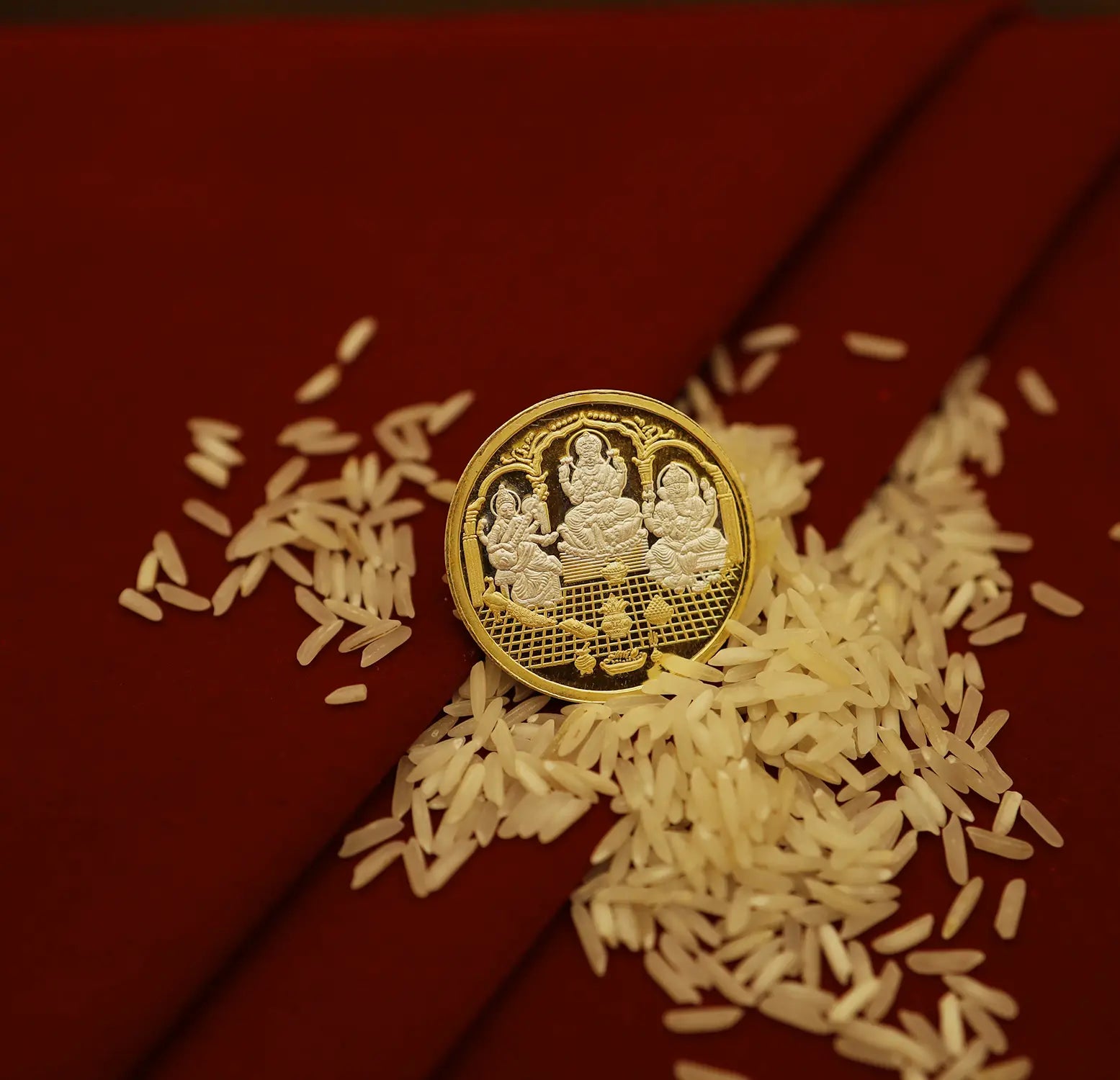 Lakshmi Ganesh Saraswati Gold-Plated Silver Coin - Made With Pure 925 Silver
