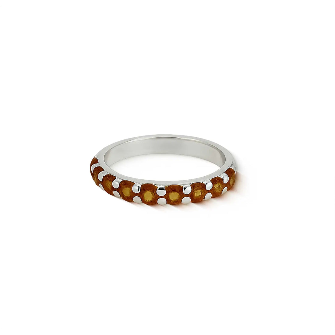 Pure Silver Yellow Stone Ring - Made With Pure 925 Silver