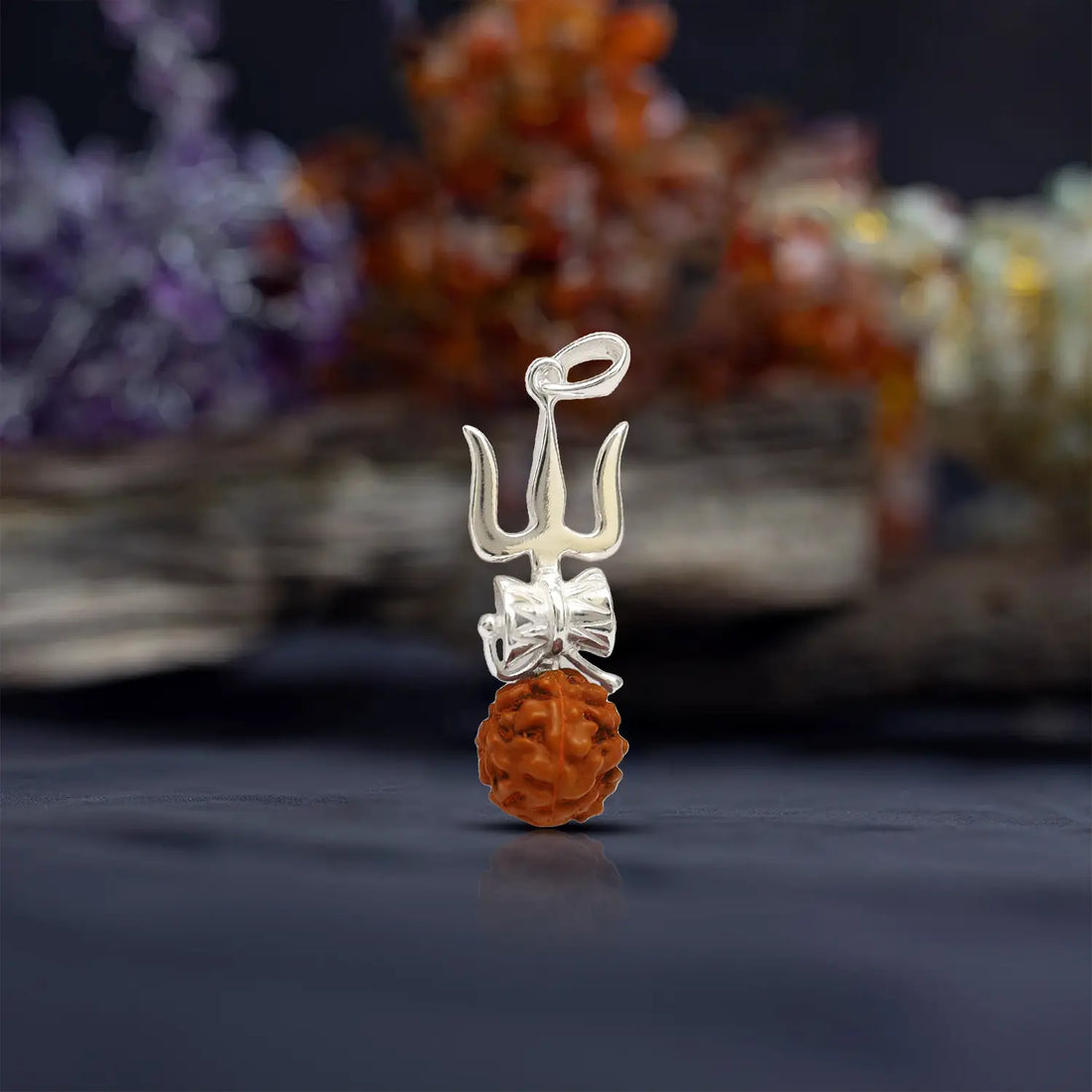 Mahadev Trishul Rudraksha Silver Pendant- Made With Pure 925 Silver
