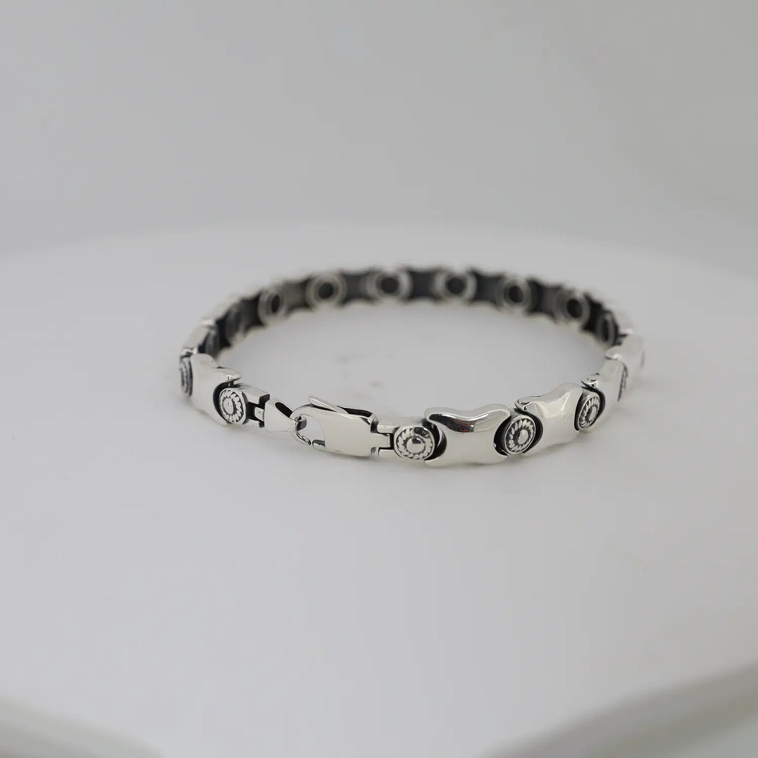 Pure Silver Textured Link Bracelet  - Made With Pure 925 Silver