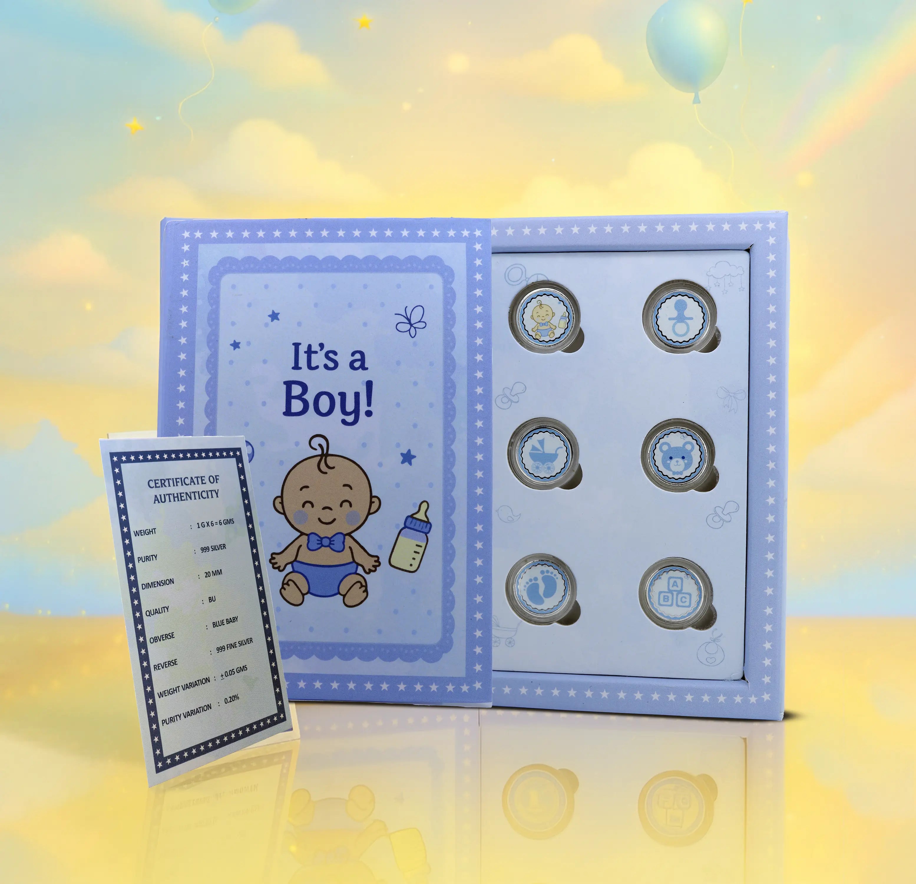 Baby Joy Silver Coin Gift Set – Blue Edition - Made With Pure 999 Silver