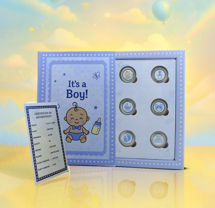 Baby Joy Silver Coin Gift Set – Blue Edition - Made With Pure 999 Silver