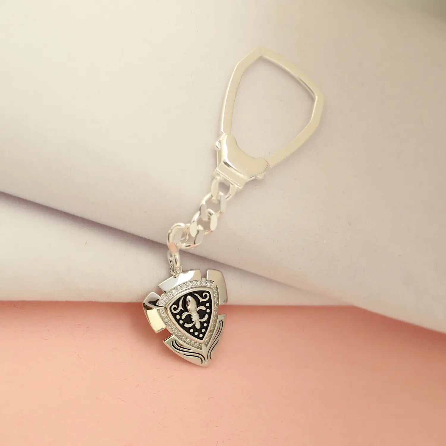Regal Shield Silver Keychain - Made With Pure 925 Silver