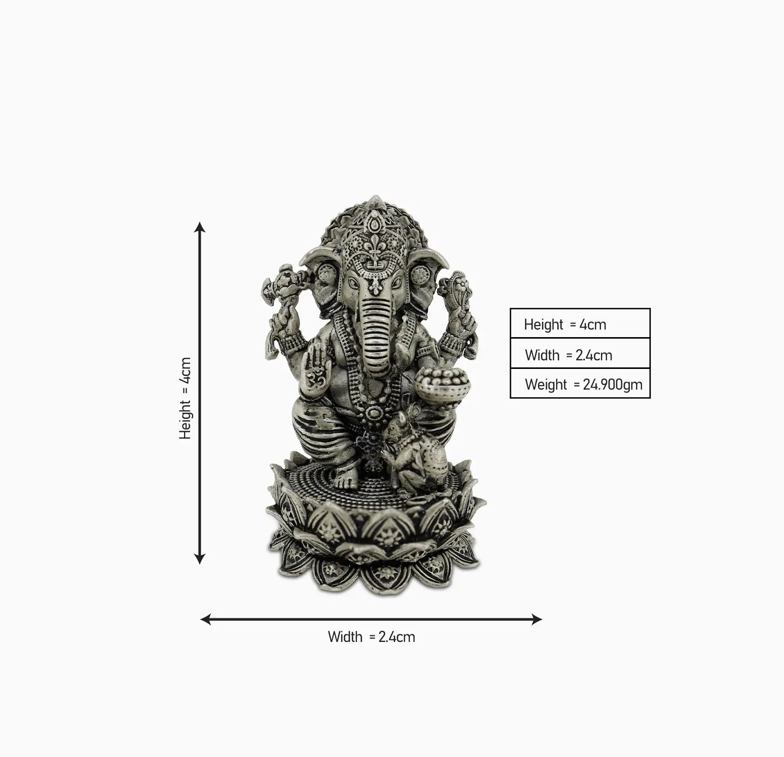 Pure Silver Lord Ganesha Idol – Antique Finish- Made With Pure 925 Silver