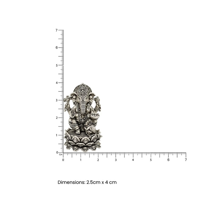 Pure Silver Lord Ganesha Idol – Antique Finish- Made With Pure 925 Silver