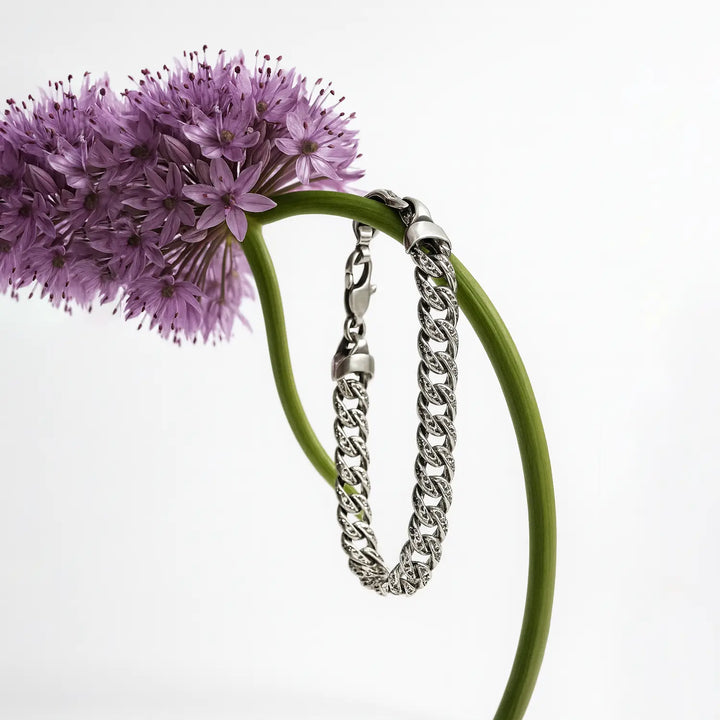 Textured Cuban Link Silver Bracelet - Made With Pure 925 Silver