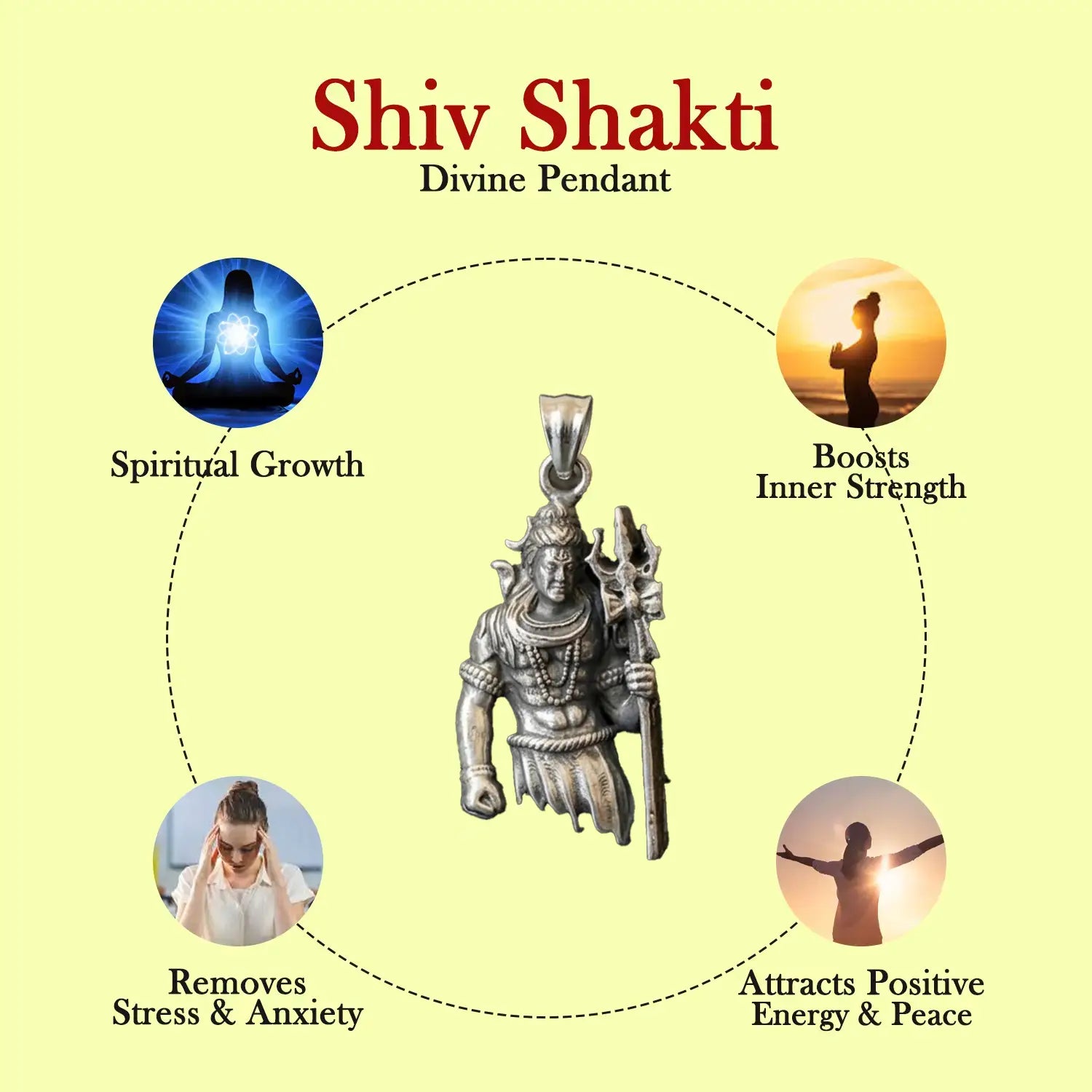 Mahadev Trishul Power Silver Pendant - Made With 925 Pure Silver