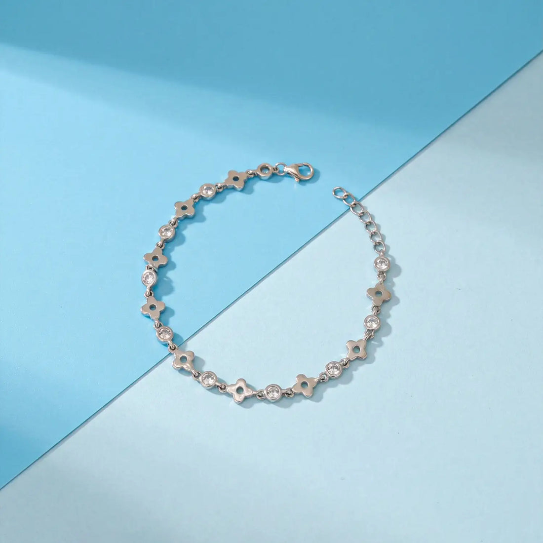 Delicate Floral CZ Pure Silver Bracelet - Made With Pure 925 Silver