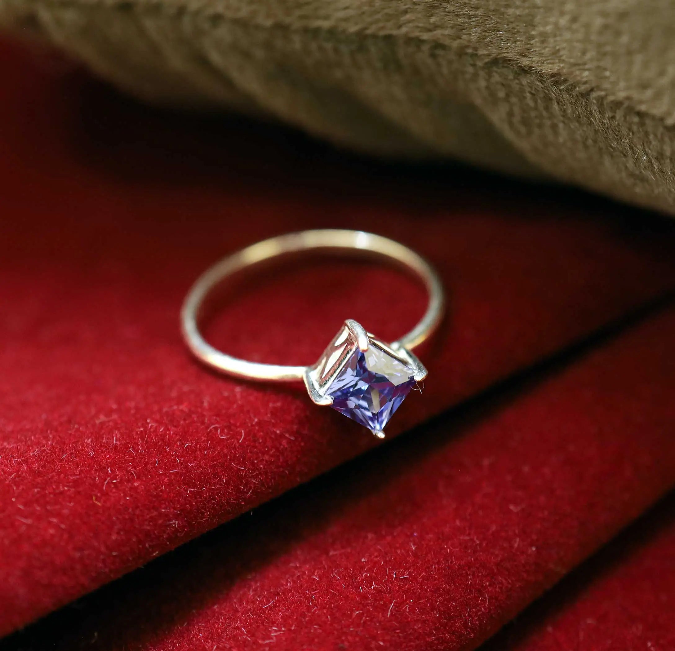 Classic Blue Solitaire Pure Silver Ring- Made With Pure 925 Silver