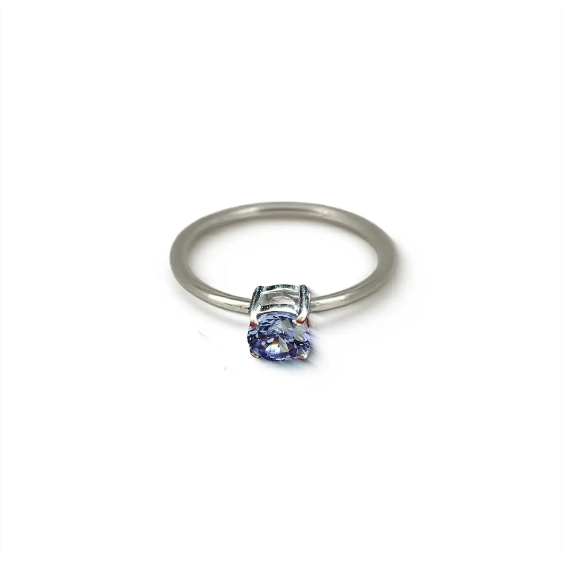 Pure Silver Solitaire Ring with Violet-Blue Stone - Made With Pure 925 Silver