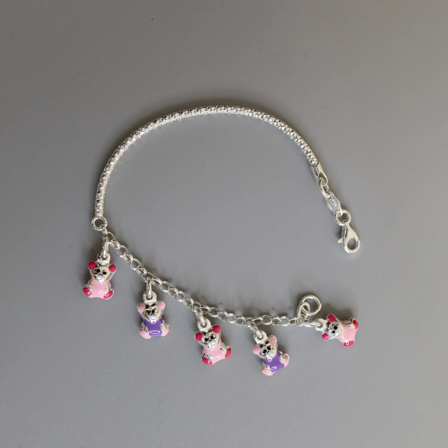 Pure Silver Teddy Charm Bracelet - Made With Pure 925 Silver