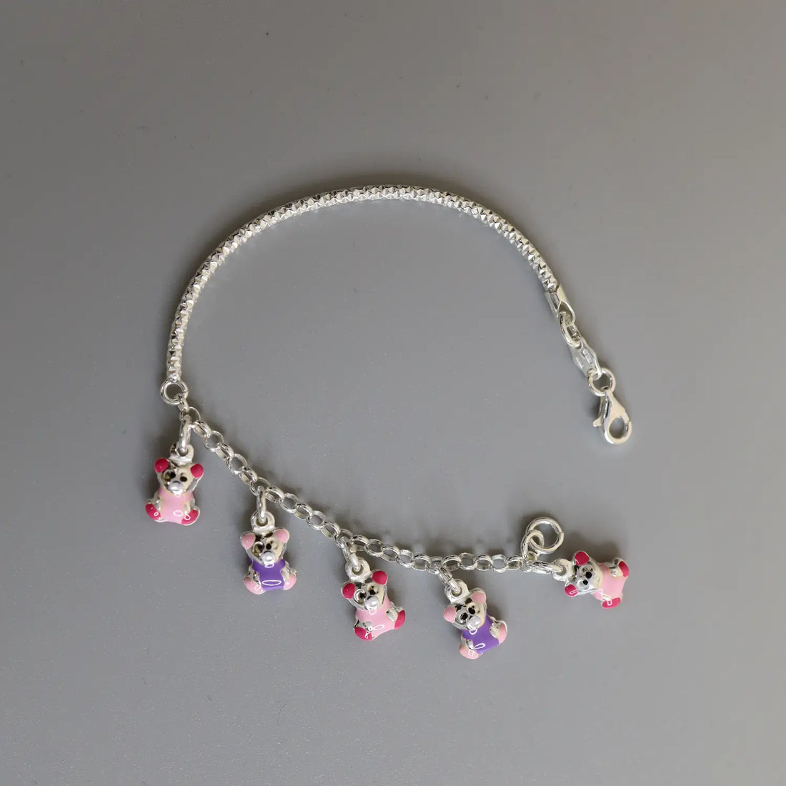 Pure Silver Teddy Charm Bracelet - Made With Pure 925 Silver