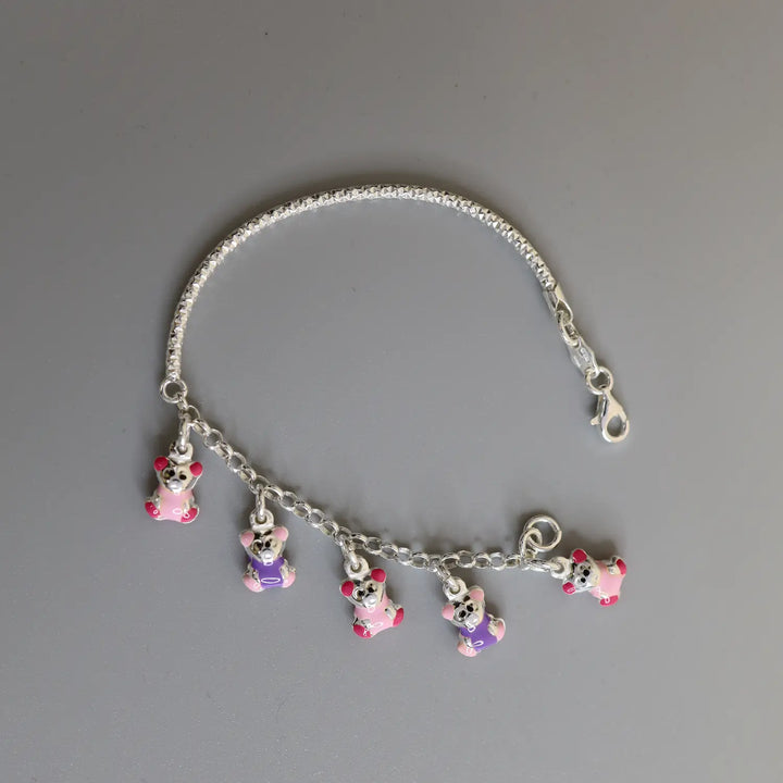 Pure Silver Teddy Charm Bracelet - Made With Pure 925 Silver