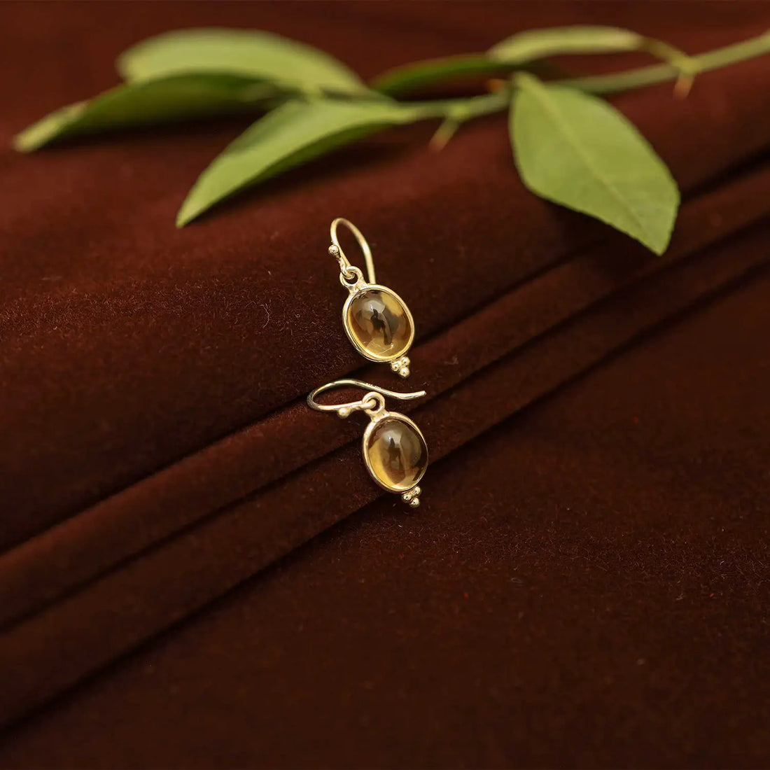 Pure Silver Earrings with Yellow Cat’s Eye Stone- Made With Pure 925 Silver